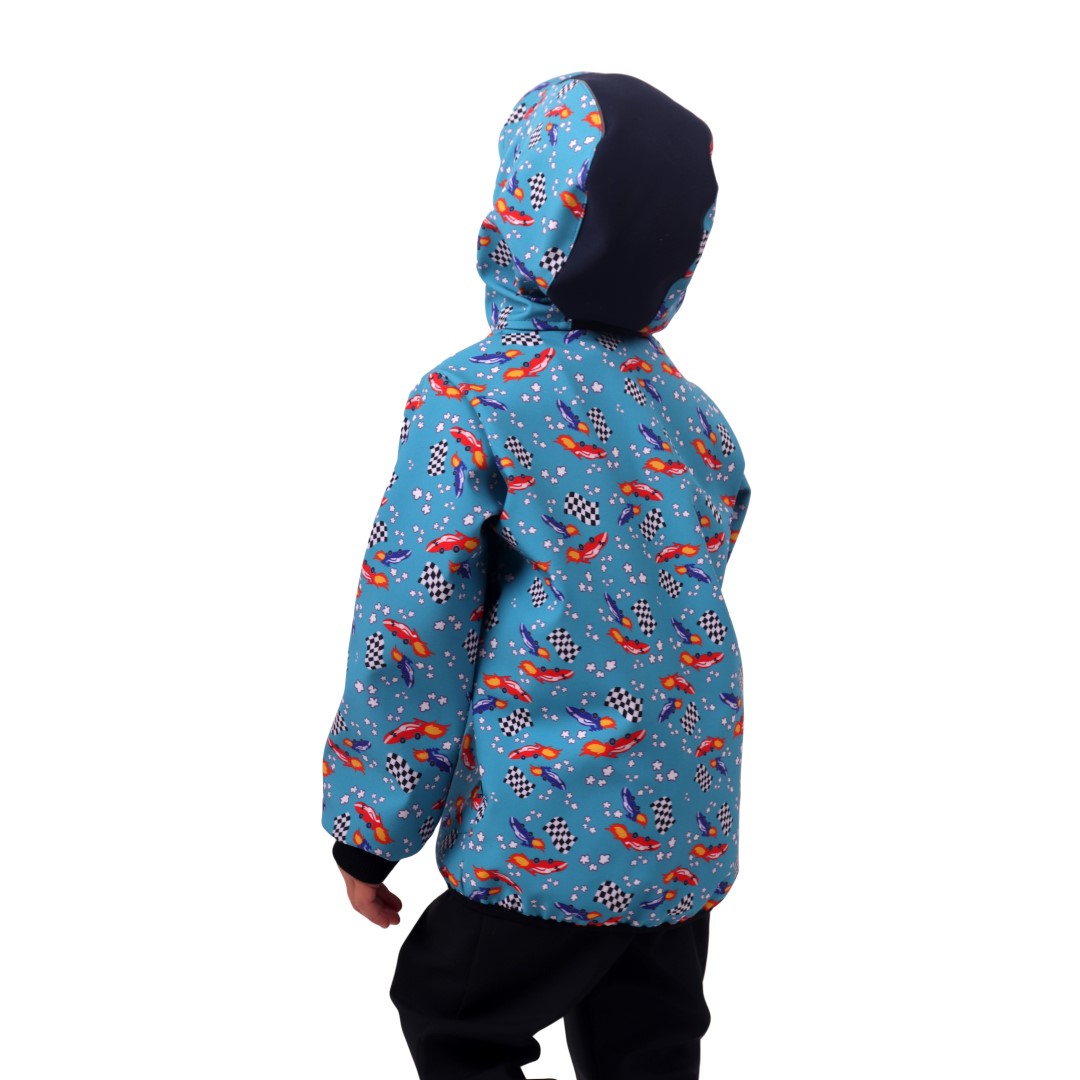 Dětská softshellová bunda s fleecem JOŽÁNEK raketové auťáky